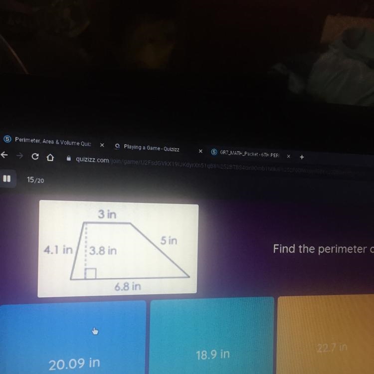 FIND THE PERIMETER OF THE TRAPEZOID HELPPP MEEEE-example-1