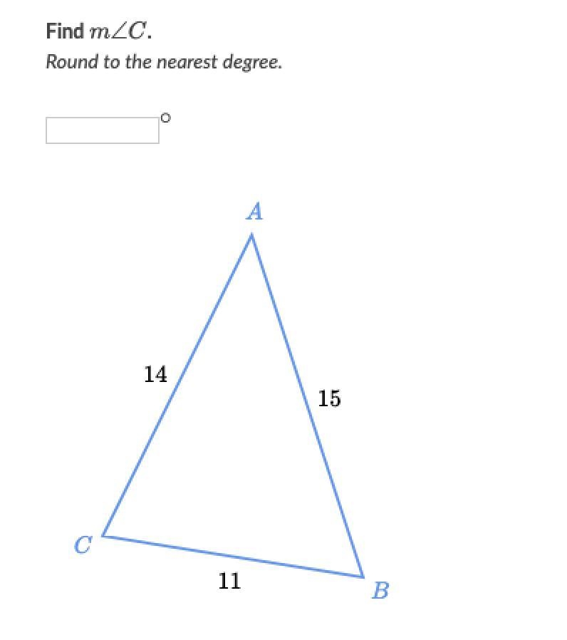 Find m\angle Cm∠Cm, angle, C. Round to the nearest degree. Help Course Challenge-example-1