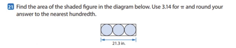 Find the area of the shaded figure in the diagram below. Use 3.14 for π and round-example-1