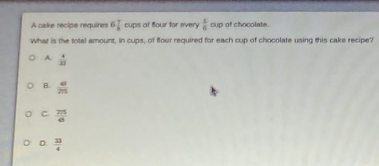 What is the total amount, in cups, of four required for each cup of chocplate using-example-1