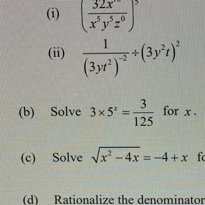 3 Solve 3 x 5* = 125 for x Qns b)-example-1