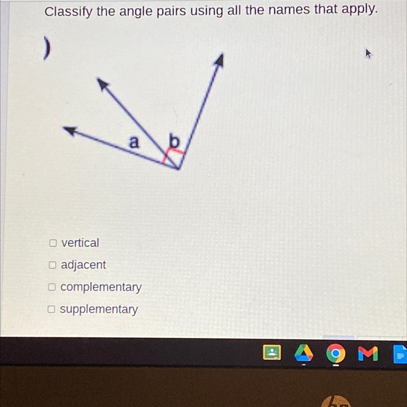 Classify the angle pairs using all the names that apply.-example-1