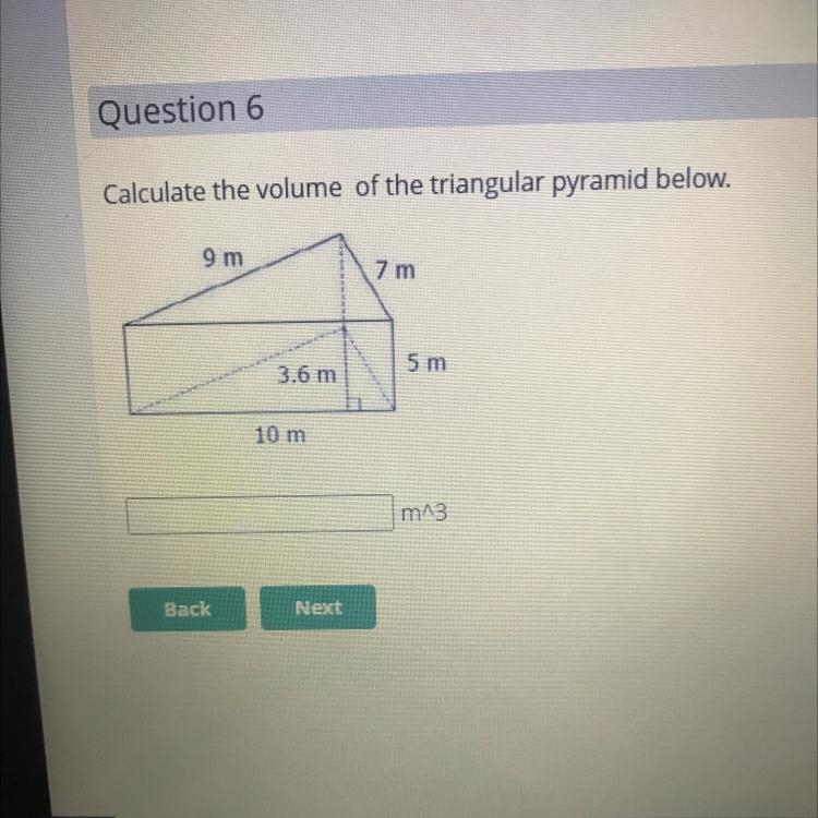 Calculate the volume of the triangular pyramid below.-example-1