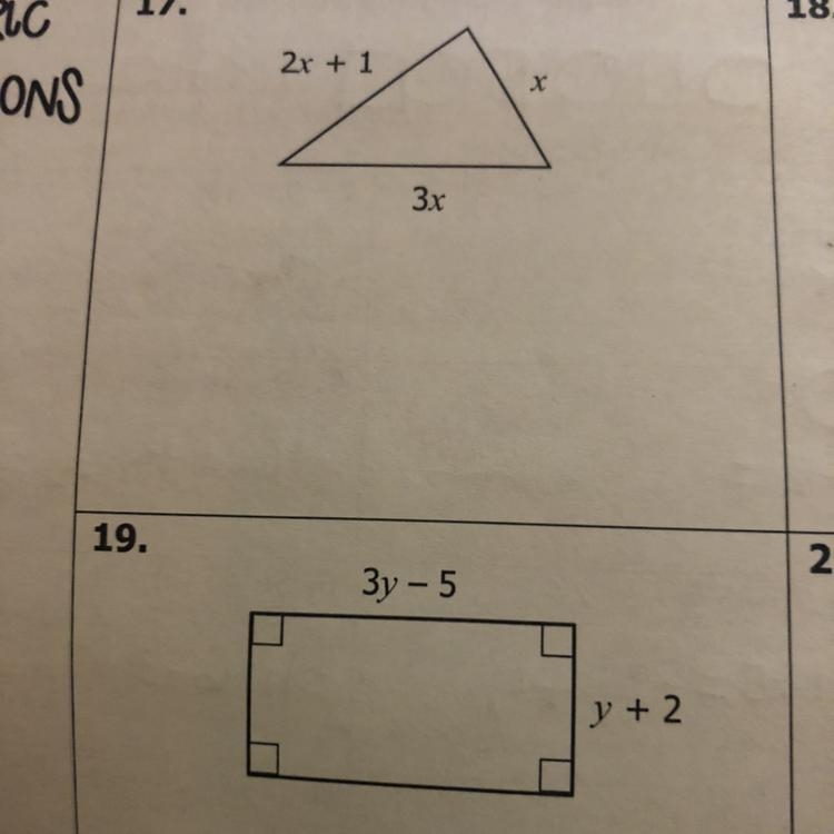 give the perimeter of each figure as a simplified express. need help asappppp please-example-1