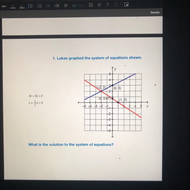 2x + 3y = 2 y = {x+3-example-1