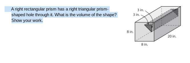 A right rectangular prism has a right triangular prism-shaped hole through it. What-example-1