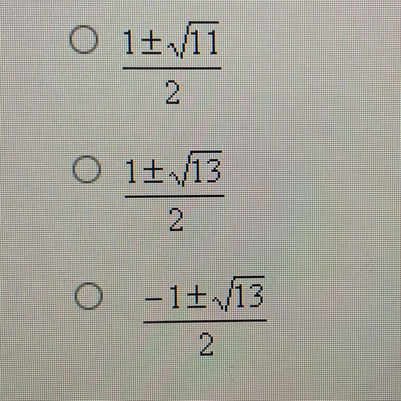 Solve x2-x-5/2 = 0 using the quadratic formula. the answer choices are in the picture-example-1