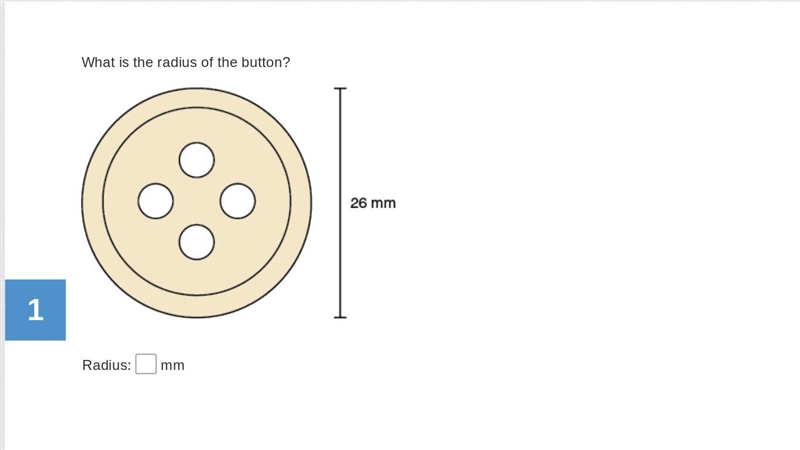 What is the radius of the button? 26 millimeters-example-1