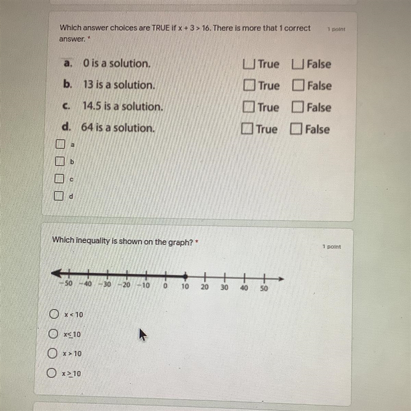 Image attached please help! A) which answer choices are true B) which inequality is-example-1