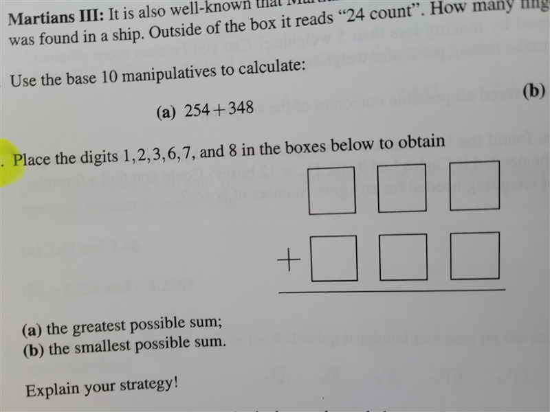 Place the digits 1,2,3,6,7 and 8 in the boxes below to obtain a) the greatest possible-example-1