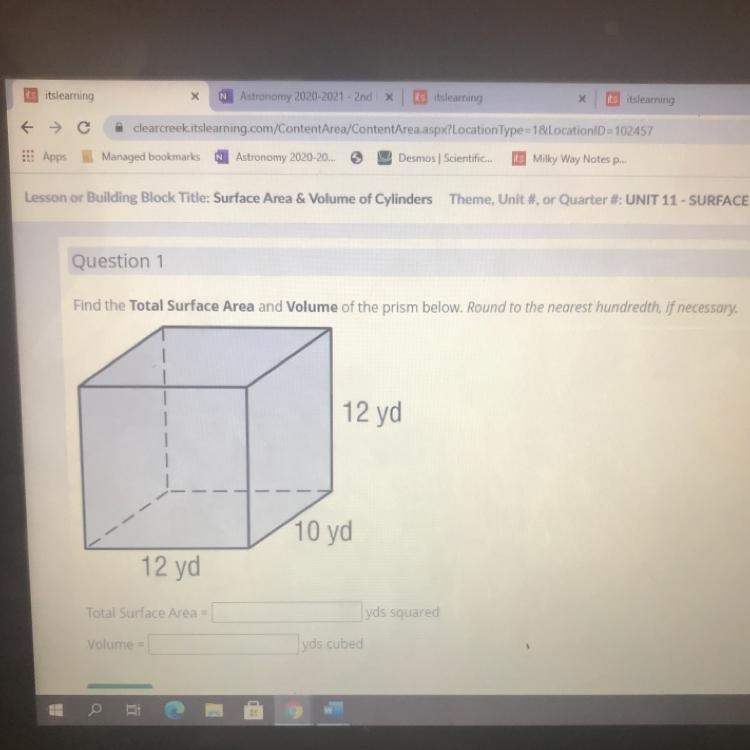 Find the Total Surface Area and volume of the prism below. Round to the nearest hundredth-example-1