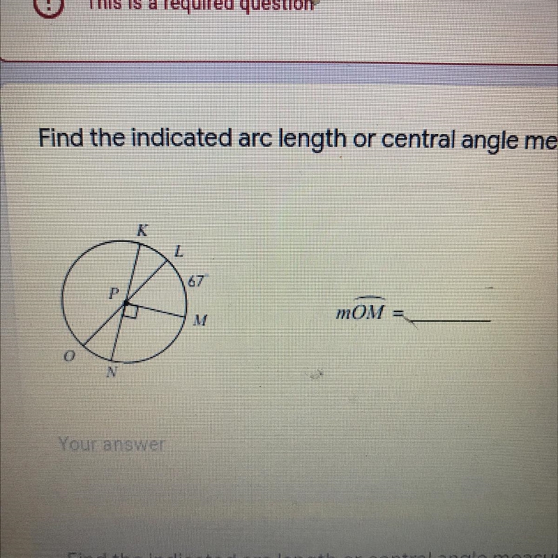 Find the central angle measure-example-1