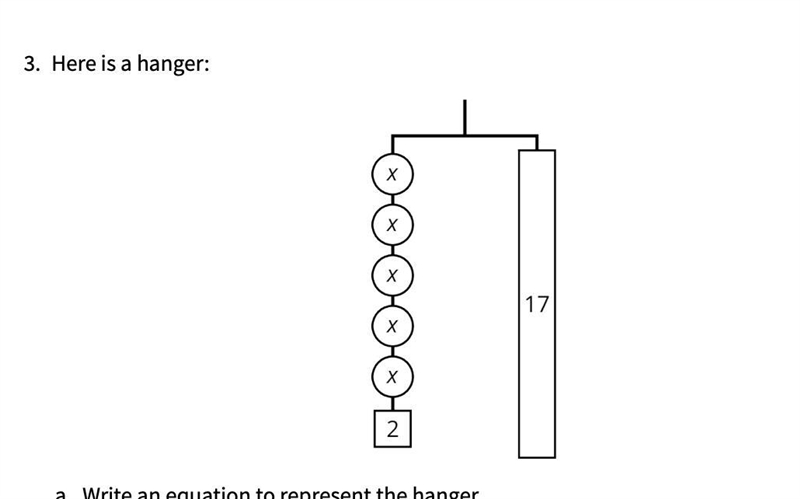 Asap: Write an equation to represent this hanger:-example-1