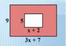 Write an expression that represents the area of only the red shaded region in terms-example-1