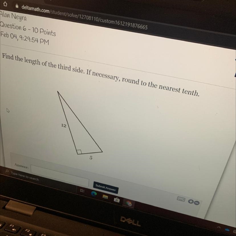 Find the lenght of thir side if neccesary round to the nearest tenth 12 5-example-1