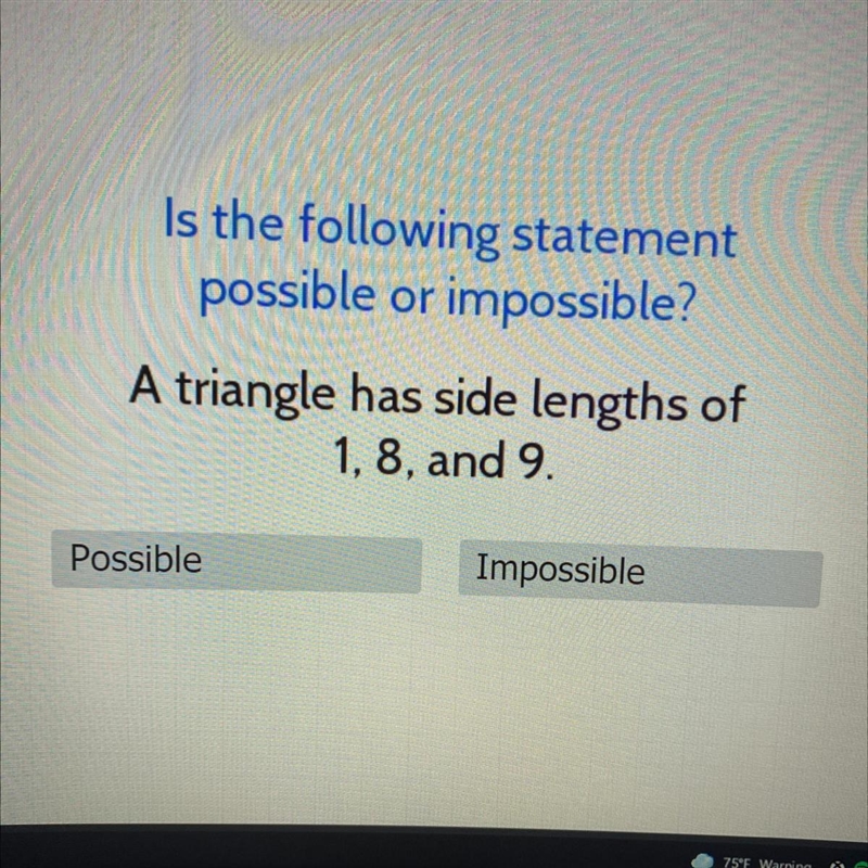 Is the following statement possible or impossible?-example-1