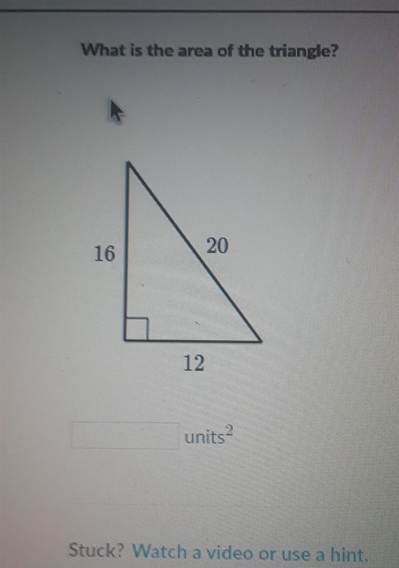 I NEED HELp! what is the area of the triangle? the sides are 16, 20, and 12.​-example-1