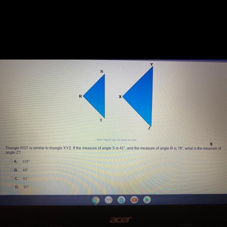 What is the measure of angle Z?-example-1