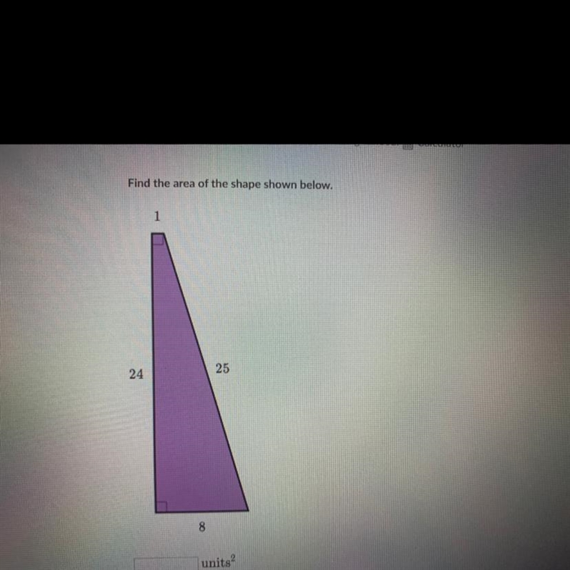 Find the area of the shape shown below.-example-1