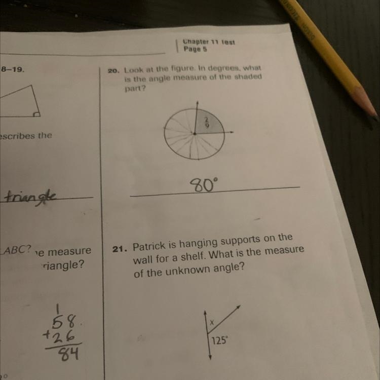 Patrick is hanging supports on the wall for a shelf. What is the measure of the unknown-example-1