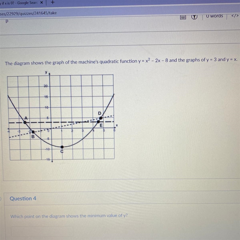 Which point on the diagram shows the minimum value of y?-example-1