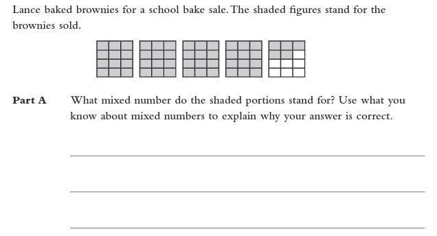 PLEASE HELP ME ! Lance baked brownies for a school bake sale. The shaded figures stand-example-1