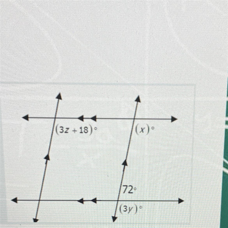 40 POINTS HALP Find the value of x, y, and z-example-1