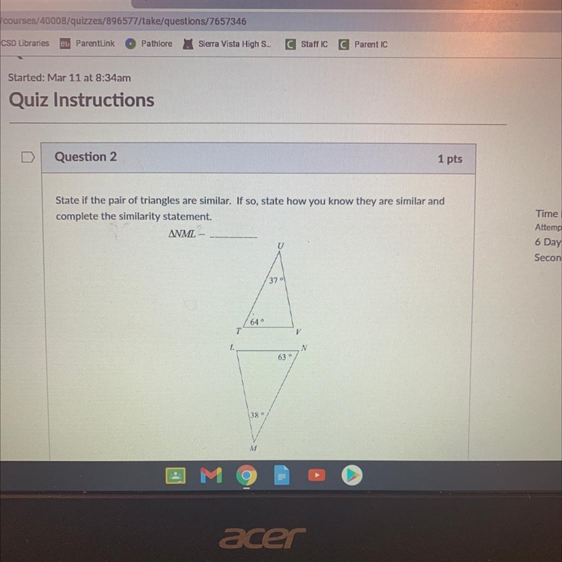 State if the pair of triangles are similar. If so, state how you know they are similar-example-1