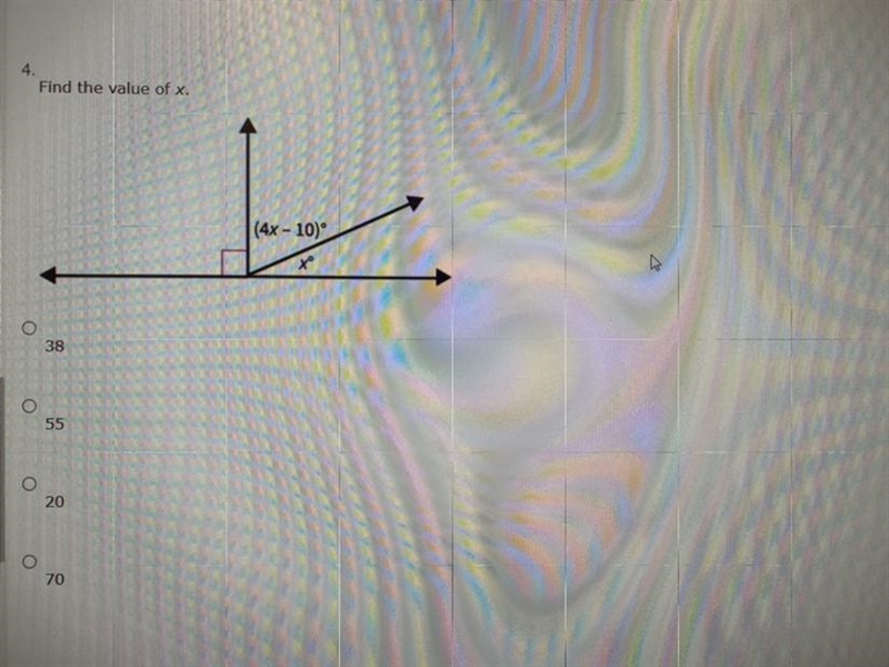 Find the value of x. |(4x - 10) (x)-example-1