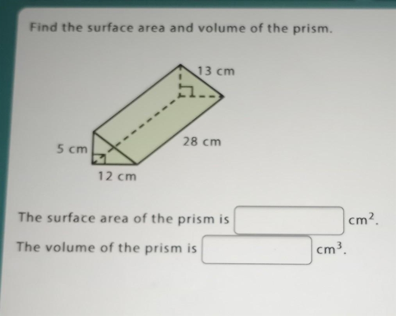 Find the surface area and volume of the prism​-example-1