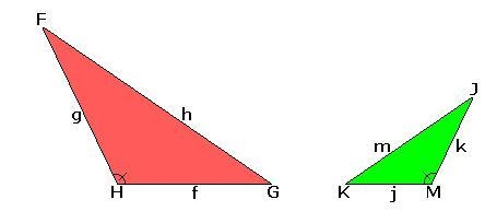 Triangle FGH is similar to JKM. If f = 14.4 cm, g = 16.56 cm, h = 25.92 cm, and k-example-1