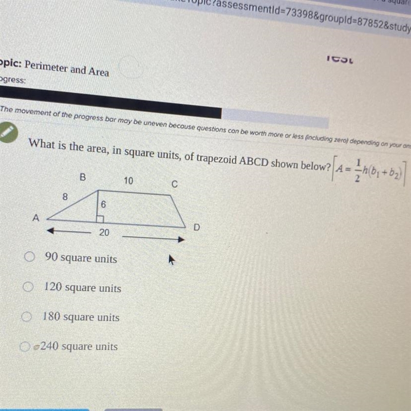 What is the area, in square units, of trapezoid ABCD shown below?-example-1