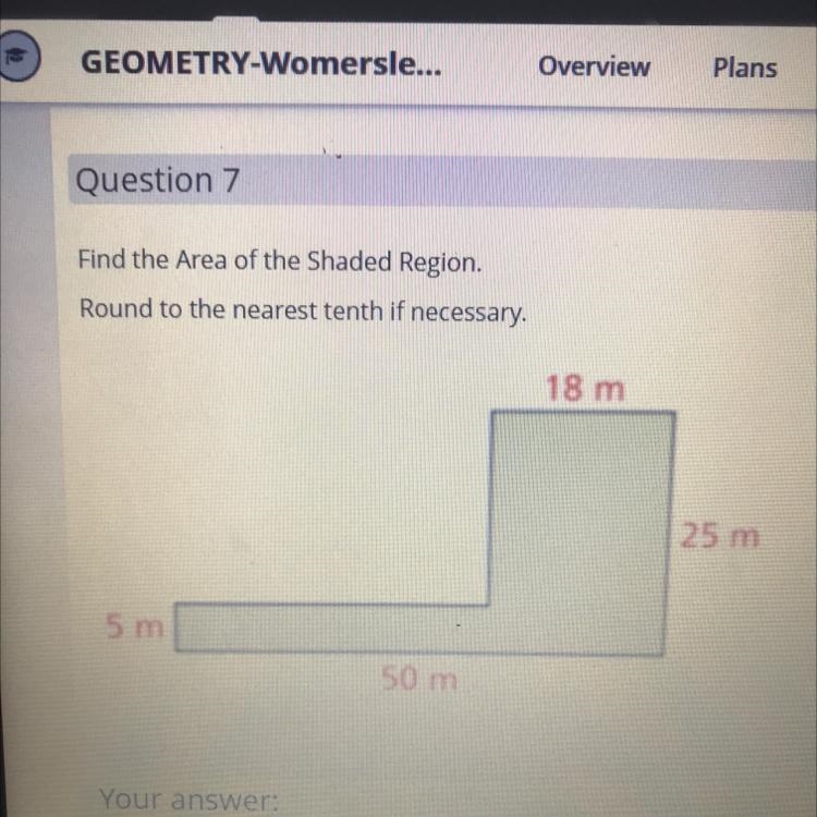 Find the Area of the Shaded Region. Round to the nearest tenth if necessary. 18 m-example-1