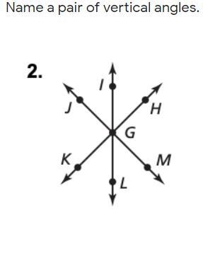 Name a pair of vertical angles.-example-1