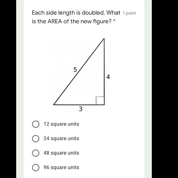 Each side length is doubled. What is the AREA of the new figure?-example-1