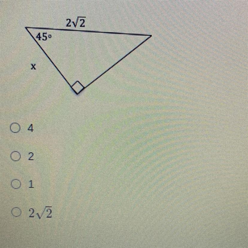 Find the value of x in simplest radical form-example-1