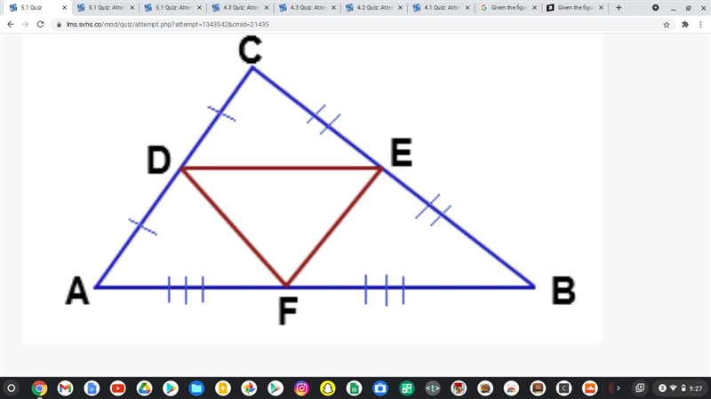 Given the figure below, find EF if CA = (6n) and EF = (n + 8)-example-1