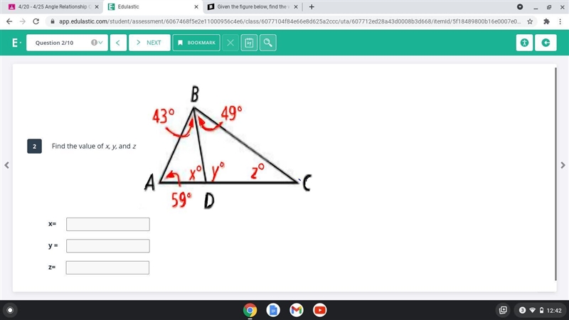 Find the value of x, y, and z-example-1