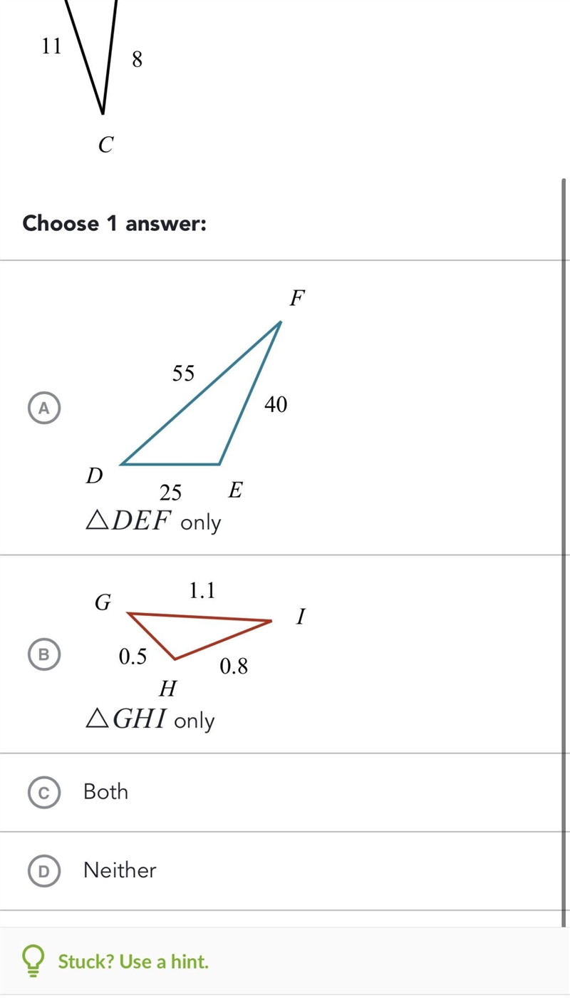 Which triangles are similar to triangle ABC ?-example-2