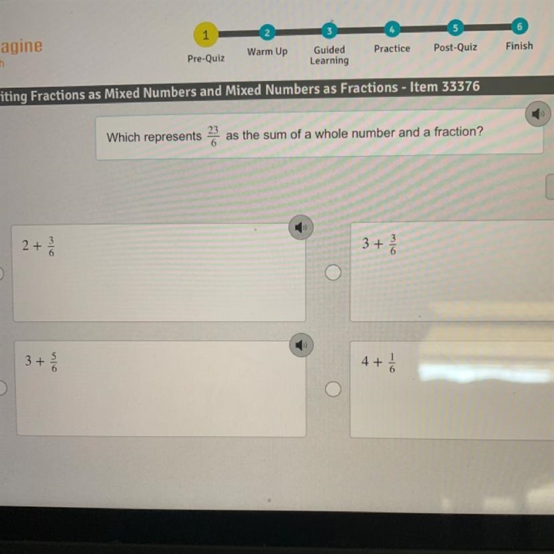 Which represents 23 as the sum of a whole number and a fraction?-example-1