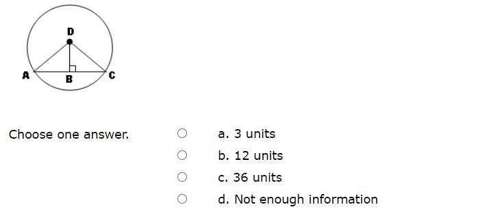 Please help ASAP 50 pts! Given Circle D, if AB = 6 units, find the length of AC.-example-1