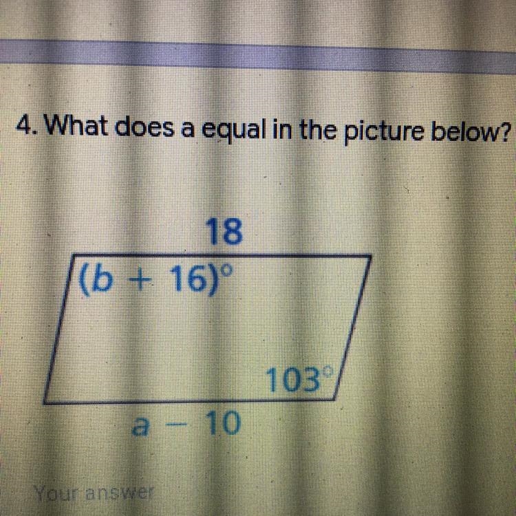 What does a equal in the picture below?-example-1