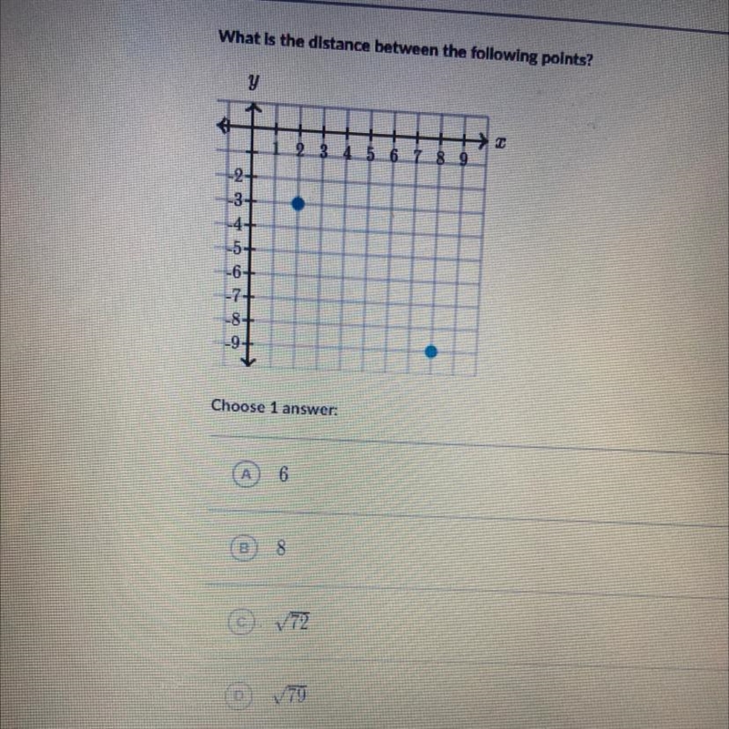 HELP ASAP What is the distance between the following points-example-1