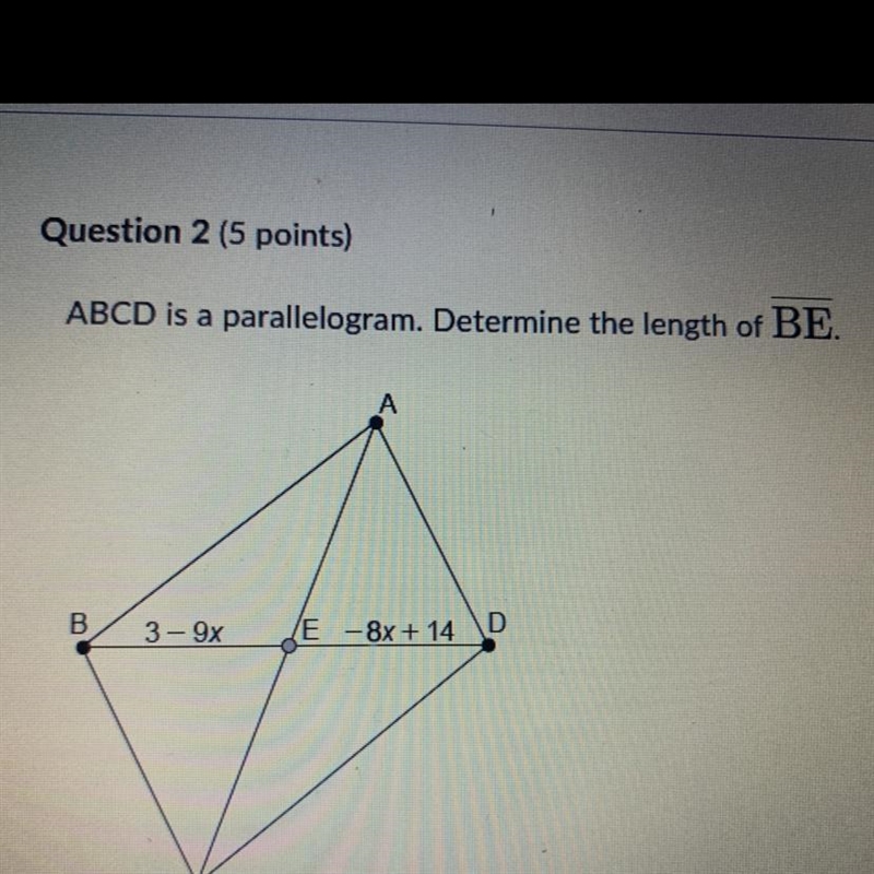 Abcd is a parallelogram determine the length of BE A)51 units B)102 units C)96 units-example-1