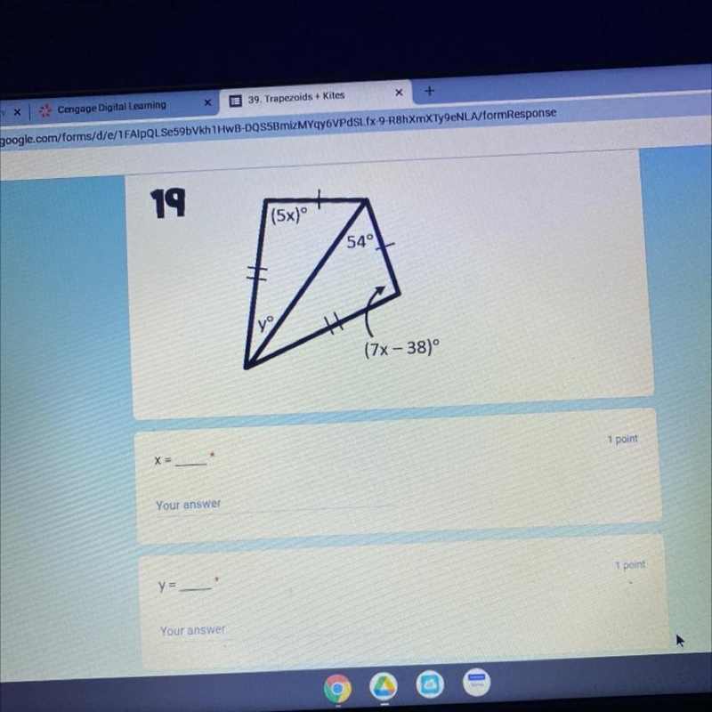 Find the measures of the numbered angles in each kite.-example-1