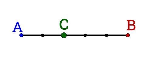 Find the ratio created when BA is partitioned by C Write your ratio with a, : and-example-1