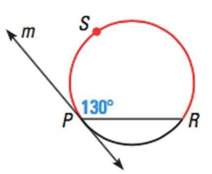 What is the measure of arc PSR? * 75 degrees 260 degrees 65 100-example-1