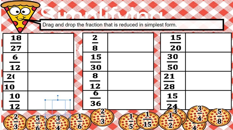 Hi can someone help i have to simplify fractions HELP please it should be easy!!!!-example-1