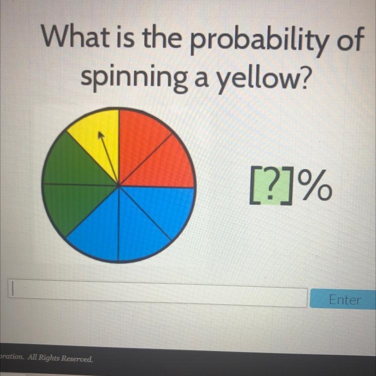 What is the probability of spinning a yellow?-example-1