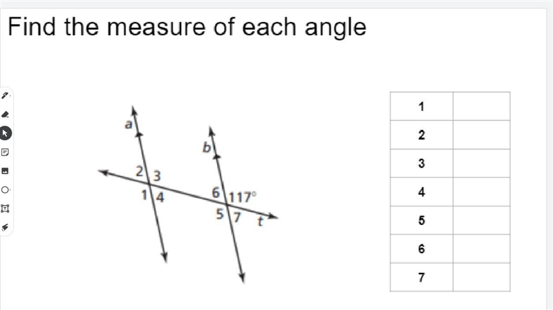 Find the measusre of the angles.-example-1